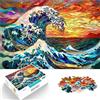 LKASGCBY puzzle 2000 pezzi per adulti Vetrata Hokusai onda Giocattoli educativi per l'apprendimento Giochi per famiglie per la decorazione della casa 70x100cm