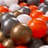 KiddyMoon 50 Palline/7Cm Palline Morbide Colorate Per Piscina Bambini Fatto In EU, Arancione/Argento/Oro/Bianco