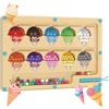 HouYa-Tec Montessori Giocattoli Gelato Magnetico Gioco Labirinto,Magnetici Gioco Perla Labirinto Piccolo Classificazione，Giocattoli in Legno, Educativi Colorati, Numeri e Colori Gioco, Per Bambini 3+ Anni