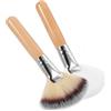 TIDTALEO Set 2 Pennelli Make Up Viso Ventaglio in Legno e Nylon per Illuminante e Blush, Morbidi e Adatti per Trucco Quotidiano, Funzione di Sfumatura e Fissaggio Polvere