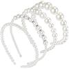 BELLIFFY Cerchietti per Chioma da Sposa 4 Pezzi Perline Finte Bianche, Elegante Forma Chic per Donne e Ragazze Comfort per Natale e Compleanno