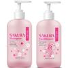 Soelegant Sakura - Set shampoo + balsamo, shampoo giapponese, con estratto di fiori di ciliegio e vitamina E, chiarificante, volumizzante, idratante e ispessente, cura dei capelli, ripara, lucentezza