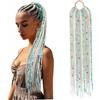 Vistnale Estensioni dei capelli con dreadlock con clip, coda di cavallo del dread preintrecciata a mano con perline di bloccaggio, fascia elastica per uno styling rapido (grigio argento)