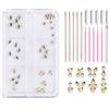 GWEOR Kit Brillantini per Denti Professionale - 6 Scomparti di Gemme Dentali Color Champagne per un Sorriso Brillante, Set Decorazioni Estetiche Fai-da-Te, Strass per Denti Senza Colla