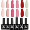 TOMICCA Smalto Semipermanente Set,6 colori Nude Red Series, 8ML Gel Unghie UV/LED Kit,per la casa Nail salone fai da
