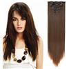 SEGO Extension Clip Capelli Sintetici 8 Ciocche Hair Extensions Lisci Posticci Donna Full Head Donna 65cm Nero mix Castano Ramato Chiaro
