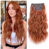 jianjunchaling Extension for capelli con clip, 4 pezzi, for testa intera, 20 pollici, capelli sintetici ricci e ondulati, naturali, for donne Wear and Go(Ginger Orange)