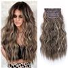 jianjunchaling Extension for capelli con clip, 4 pezzi, for testa intera, 20 pollici, capelli sintetici ricci e ondulati, naturali, for donne Wear and Go(Chestnut Brown Mix Blonde)