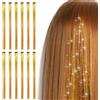 Bighan 12 Pezzi Hair Extensions, Fili Glitter Capelli Scintillio Resistente, Colorate Estensioni dei Arcobaleno per Capelli Colorati Festa Ragazze, Donne, Oro