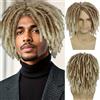 GNIMEGIL Parrucche rasta sintetiche da uomo con dreadlock,di media lunghezza,con trecce colorate,per uomini e ragazzi,con dreads finti,parrucca, parrucca bionda sfumata