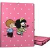 Grafoplás Grafoplas - Raccoglitore a 3 lembi Mafalda Friends, 35 x 26,5 x 2 cm, copertina rigida, formato foglio, FSC