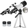 EACONN Telescopio per adulti principianti, apertura 70 mm, 400 mm, supporto AZ completo, multi-coated Optics Rifrattore, telescopio da viaggio con treppiede, adattatore per telefono