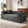 Vipbear Divano disossato, 200 cm modulare a 3 posti con 2 cuscini in memory foam estraibili 5 in 1 per camera compatta, grigio