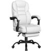 Yaheetech Poltrona Ufficio Ergonomica con Poggiapiedi Sedia da Ufficio in Finta Pelle con Schienale Reclinabile Bloccabile e Braccioli Imbottiti Rotelle Girevole Altezza Regolabile Bianco