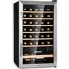 KLARSTEIN Cantinetta Vino, Cantinetta Vino Refrigerata a Zona Singola per Interno/Esterni, Frigo Bar, Cantina Vino con Vetrina, Mini Bar, Frigo Vino con Illuminazione LED, 4-18°C, 36 Bottiglie