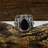 Anello Artigianale In Argento Sterling 925 Con Onice Nero Naturale
