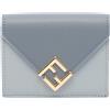 FENDI Portafoglio FENDI FF Diamond Tri-fold compatto 8M0480ALV4F1URV pelle Blu NUOVO