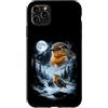Vintage 90s Moon Robin Bird Lover Custodia per iPhone 11 Pro Max American Robin Bird Ululando alla Luna 90's Retro Birdwatcher