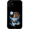 Vintage 90s Moon Robin Bird Lover Custodia per iPhone 11 American Robin Bird Ululando alla Luna 90's Retro Birdwatcher