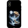 Vintage 90s Moon Beardie Pogona Lover Custodia per iPhone X/XS Drago barbuto che ulula alla lucertola retrò degli anni '90