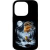 Vintage 90s Moon Robin Bird Lover Custodia per iPhone 14 Pro American Robin Bird Ululando alla Luna 90's Retro Birdwatcher