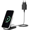Amazon Basics - Stazione di Ricarica Wireless 2in1 Certificata Qi2.2 Compatibile MagSafe, Ricarica Rapida 25W Max Supporto Pieghevole per iPhone 17/16/15/14/13/12, AirPods con Adattatore 45W Max Nero