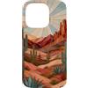 Southwestern Desert Cactus Sunset Artwor Custodia per iPhone 14 Pro Deserto Cactus Tramonto Natura Sud-Ovest Estetica