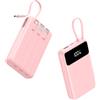 A ADDTOP Power Bank con 4 Cavi Integrati, Piccolo 20000mAh Caricabatterie Portatile Ricarica Rapida 22.5W, Essenziali da Viaggio, Caricatore Portatile PD QC 4.0 con 5 Uscite e 3 Ingressi(Rosa)
