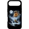 Vintage 90s Moon Robin Bird Lover Custodia per iPhone Air American Robin Bird Ululando alla Luna 90's Retro Birdwatcher