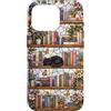 Whimsical Reading Cat Botanical Library Custodia per iPhone 16 Pro Libreria floreale in vetro colorato per amanti dei gatti letterari