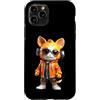 Feline Vibes Studio Custodia per iPhone 11 Pro Orange Cat Cuffie DJ Stile Streetwear