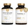 N2 Natural Nutrition Multi Collagene + Omega 3 N2 Natural Nutrition: Pack 2 Prodotti Collagene Tipi I II III V X con Vitamina C e Olio di Pesce 2000 mg EPA 700 DHA 500 180 Capsule e 120 Softgel