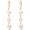Vissen Orecchini a monachella con perle bianche barocche da donna, placcati in oro, ipoallergenici, lunghi, gioielli da sposa, 5.6cm x 0.8cm, Placcato oro