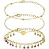 Pwsap 3 Pieces Cavigliera per Donna, Cavigliera Regolabile Bracciale Alla Caviglia Moda Boho Catena a Piedi Ipoallergenica Catena Piede Gioielli Compleanno San Valentino Regalo, Cristalli Colorati