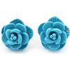 Avalaya 10mm/ rosa azzurra piccoli orecchini a perno, metallo argentato, Misura unica, Argento