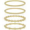 Dochais 4 Pezzi Braccialetti in Oro per Donna Uomo Braccialetti Elasticizzati Impilabili Braccialetti Elasticizzati Gioielli in Oro 14K Placcato Oro Perline Ipoallergeniche Regolabili