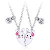 CERSLIMO Collana con ciondolo a forma di cuore, per 2 ragazze, per compleanno di bambini e ragazze, 3cm*2.8cm, Oro Bianco
