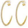 QUKE Orecchini a cerchio con clip, senza buchi, con zirconia cubica, per donne e ragazze, 5.5CM, Zirconia cubica Argento