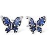 Namana Eleganti Orecchini Donna Argento Sterling 925 a Forma di Farfalla, Orecchini Blu Smaltati per Donna e Ragazza, Orecchini Argento 925 a Forma di Farfalla con Zirconi e Dettagli Smaltati