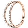 OUFER Body Piercing Nose Piercing 18G Helix Earrings Double Line Clear CZ Paved Nose Rings 316L Stainless Steel Rook Conch Daith Earring Helix Piercing Jewellery