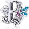 MUERDOU Charm in argento con lettera iniziale a forma di farfalla, per braccialetti Pandora, ciondoli fai da te, regali per donne