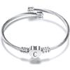 LSxAB Braccialetto da donna con lettera A-Z e nome maiuscolo, espandibile, in argento, oro e oro rosa, 2.2 inch, Acciaio inossidabile, Nessuna pietra preziosa