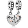 FGT Donne Bambino Figlia Figlio Madre Mamma Amore Cuore Ciondola Charm per Bracciali Collane Pendenti 2, Metallo, Zirconia cubica