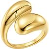 FUNTE® Anelli in oro per donne e uomini - Anello a goccia e a fascia placcati in oro 18 carati - Regolabili e con fiocco