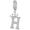 YOUFENG Jewellery Ciondolo in argento con lettera dell'alfabeto e corona, adatto per braccialetti Pandora, idea regalo per donne, Zirconia cubica