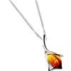HENRYKA Collana con ciondolo in ambra al tramonto, in argento Sterling 925 massiccio e ambra baltica color cognac, splendida forma a goccia, regalo significativo per lei, catenina da 45 cm, da