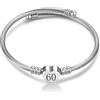FGT Braccialetto rigido regolabile con cuore in argento con numeri fortunati per compleanno 13 15 16 18 21 30 40 50 60 65 70 regali per figlia donna braccialetto rigido regolabile, Misura unica