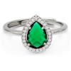 Damiano Argenti Anello in Argento Sterling 925 con Pietra Verde Taglio Goccia
