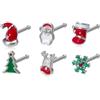 Niaspi Set di 6 anelli da naso con elementi natalizi da 20 g per le donne in acciaio inossidabile dritto post anelli per naso carino natale Babbo Natale calza alce albero di Natale naso narice piercing