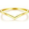 Dochais Set di 2 anelli da donna in oro 14 carati, in argento 925, impilabili, anello per pollice, anello di fidanzamento, semplice idea regalo.
